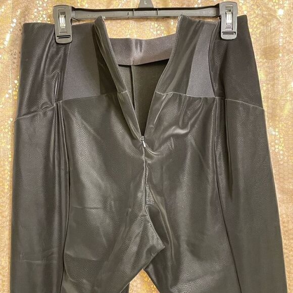 Guess By Marciano High Waisted Myera Reflective Wet Look Black Pants Large - Picture 6 of 12